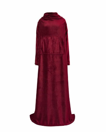 Warm Blanket Long Coral Fleece Blanket With Sleeves Coral Fleece Pocket Blanket Winter Wash Flannel Blankets